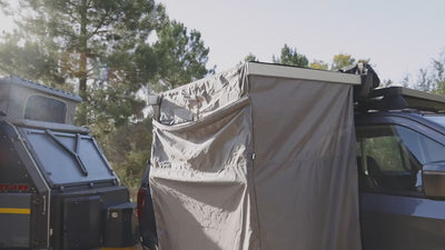 ENSUITE Portable Outdoor Bathroom — wall mounted, retractable roof